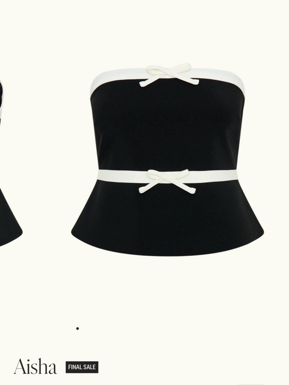 Meshki Black and White Strapless Peplum Tank Top